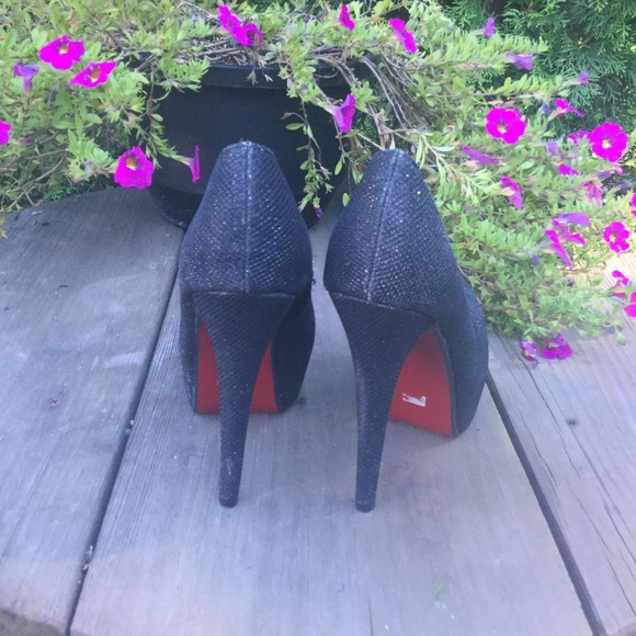 A.CO Black Sparkly stiletto Heels Shoes Size 7 - Picture 7 of 12